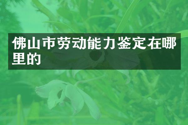 佛山市劳动能力鉴定在哪里的