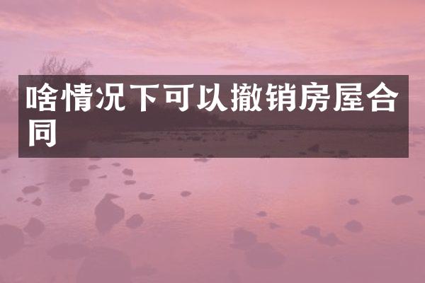 啥情况下可以撤销房屋合同