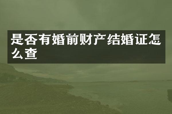 是否有婚前财产结婚证怎么查