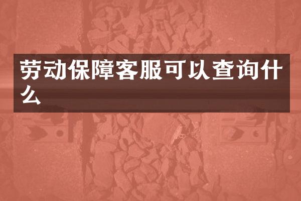劳动保障客服可以查询什么