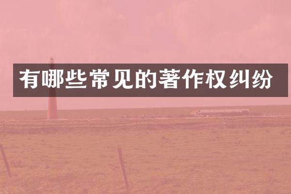 有哪些常见的著作权纠纷