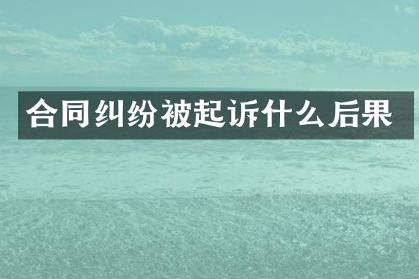 合同纠纷被起诉什么后果