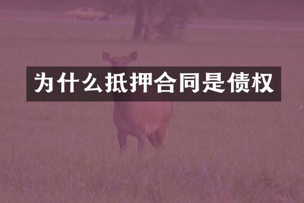 为什么抵押合同是债权
