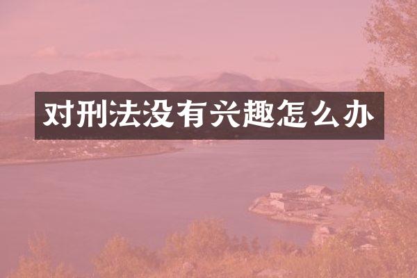 对刑法没有兴趣怎么办