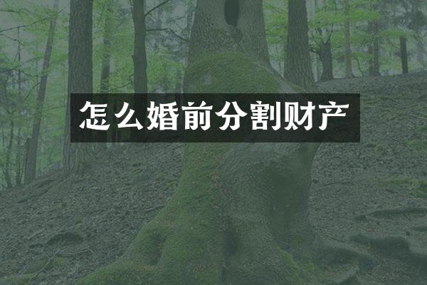 怎么婚前分割财产