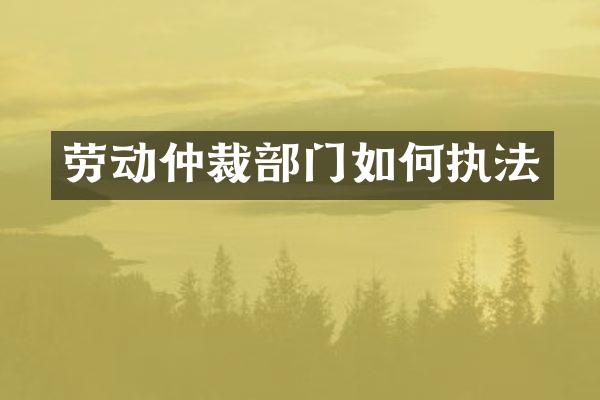 劳动仲裁部门如何执法