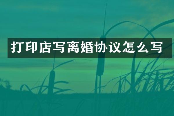 打印店写离婚协议怎么写