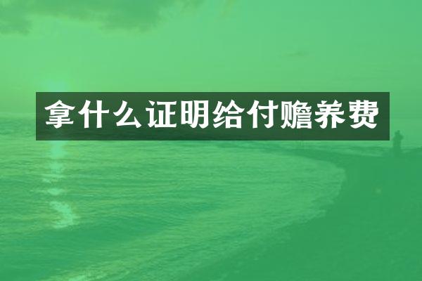 拿什么证明给付赡养费