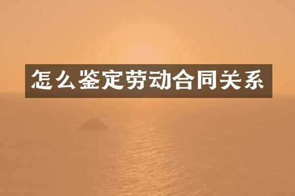 怎么鉴定劳动合同关系