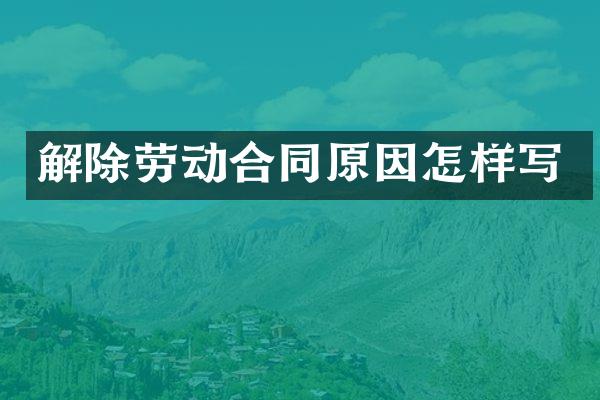 解除劳动合同原因怎样写