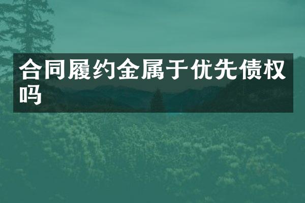 合同履约金属于优先债权吗