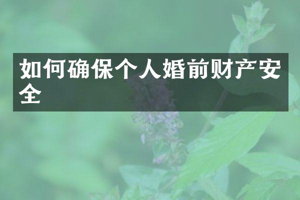如何确保个人婚前财产安全