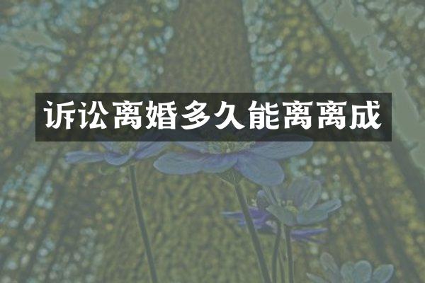 诉讼离婚多久能离离成