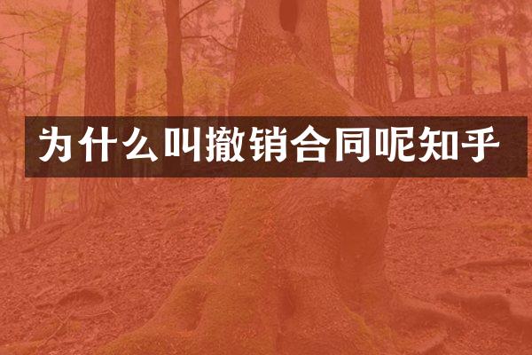 为什么叫撤销合同呢知乎