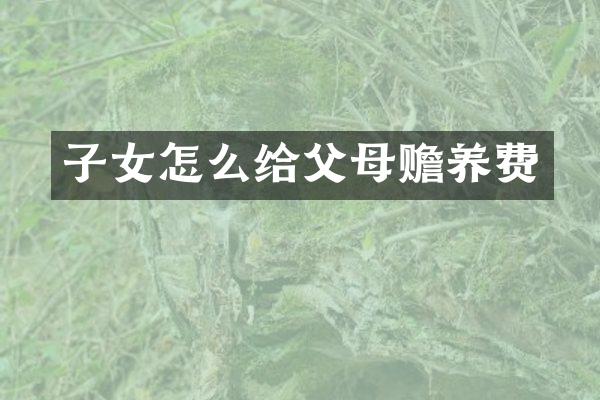 子女怎么给父母赡养费