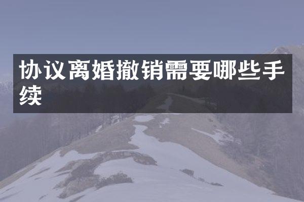 协议离婚撤销需要哪些手续