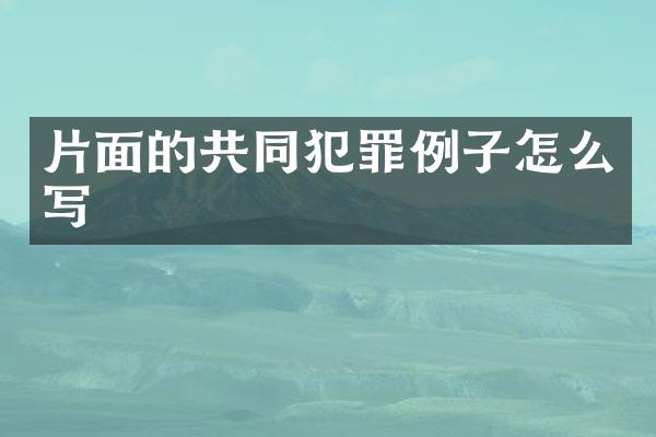 片面的共同犯罪例子怎么写