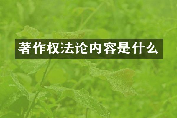 著作权内容是什么