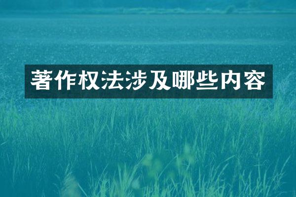 著作权法涉及哪些内容
