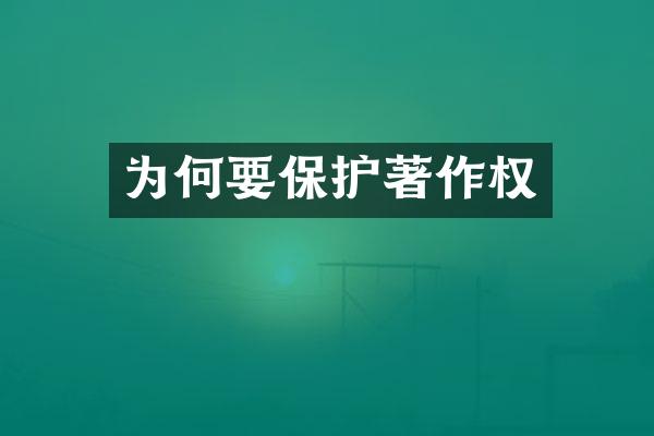 为何要保护著作权