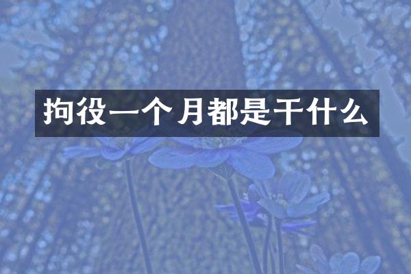 拘役一个月都是干什么