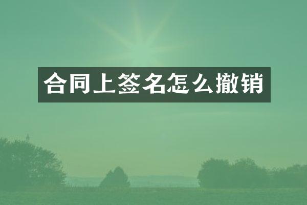 合同上签名怎么撤销