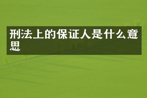 刑法上的保证人是什么意思