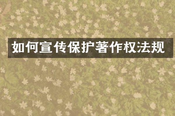 如何宣传保护著作权法规