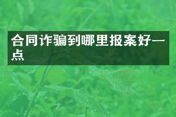 合同诈骗到哪里报案好一点