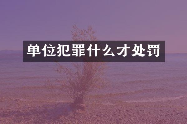 单位犯罪什么才处罚