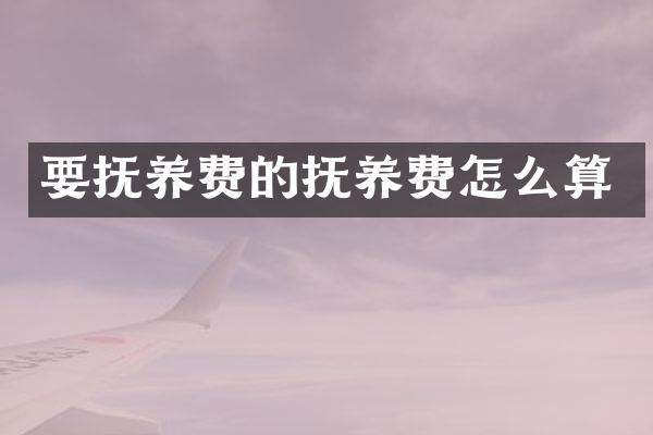 要抚养费的抚养费怎么算
