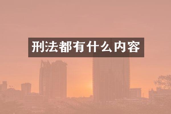 刑法都有什么内容