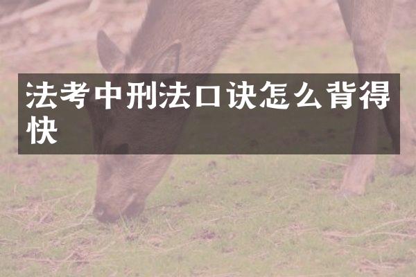 法考中刑法口诀怎么背得快