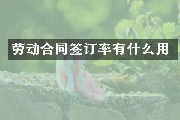劳动合同签订率有什么用