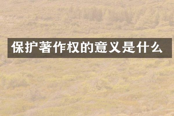 保护著作权的意义是什么