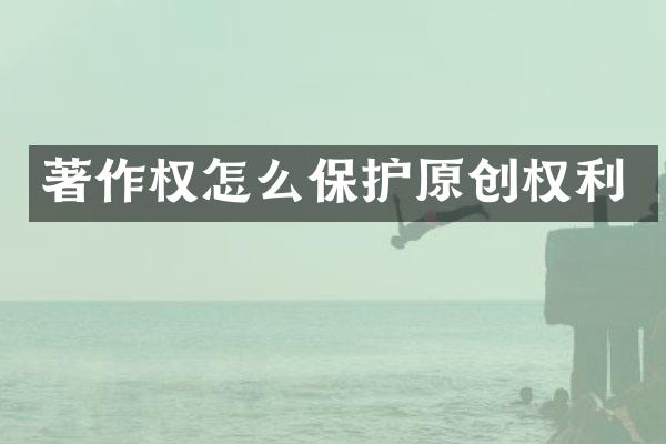 著作权怎么保护原创权利