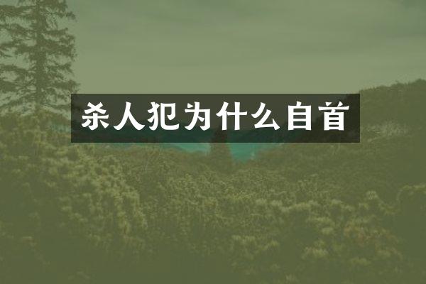犯为什么自首