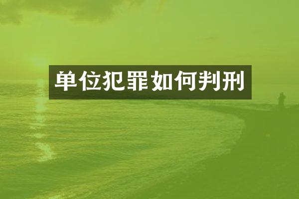 单位犯罪如何判刑