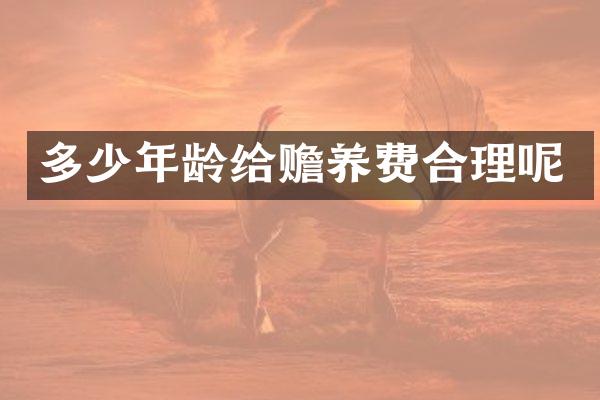 多少年龄给赡养费合理呢