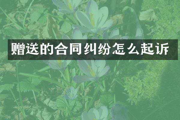 赠送的合同纠纷怎么起诉
