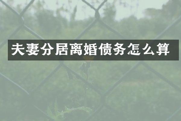 夫妻分居离婚债务怎么算