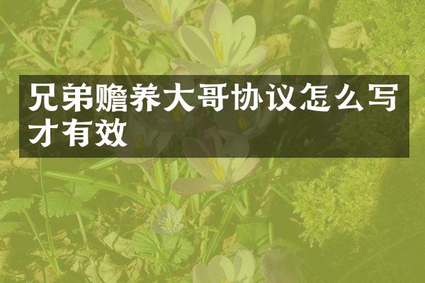 兄弟赡养大哥协议怎么写才有效