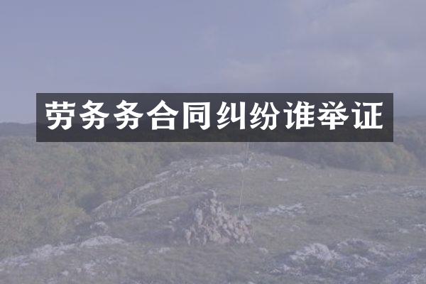 劳务务合同纠纷谁举证