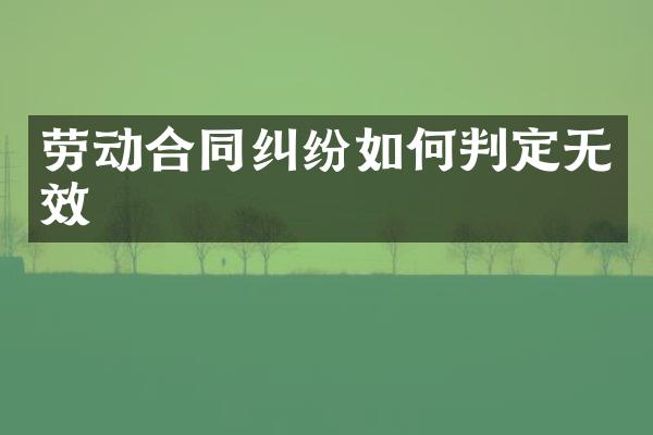 劳动合同纠纷如何判定无效