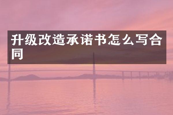 升级改造承诺书怎么写合同