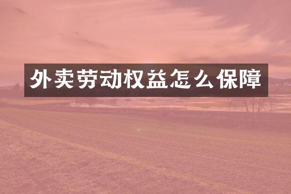 外卖劳动权益怎么保障