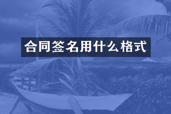 合同签名用什么格式