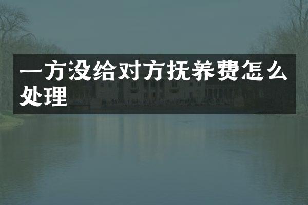 一方没给对方抚养费怎么处理