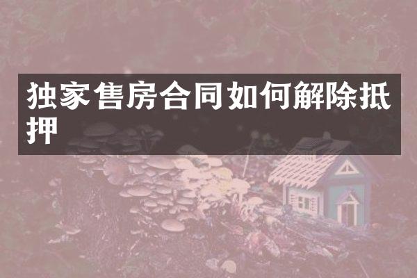 独家售房合同如何解除抵押