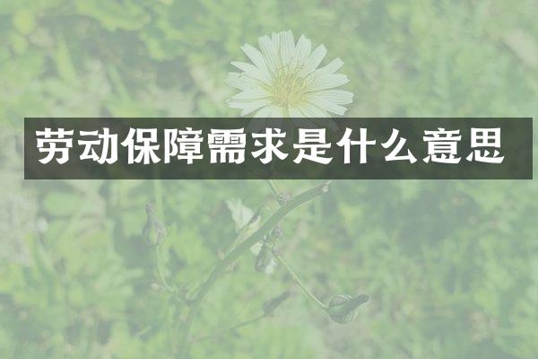 劳动保障需求是什么意思